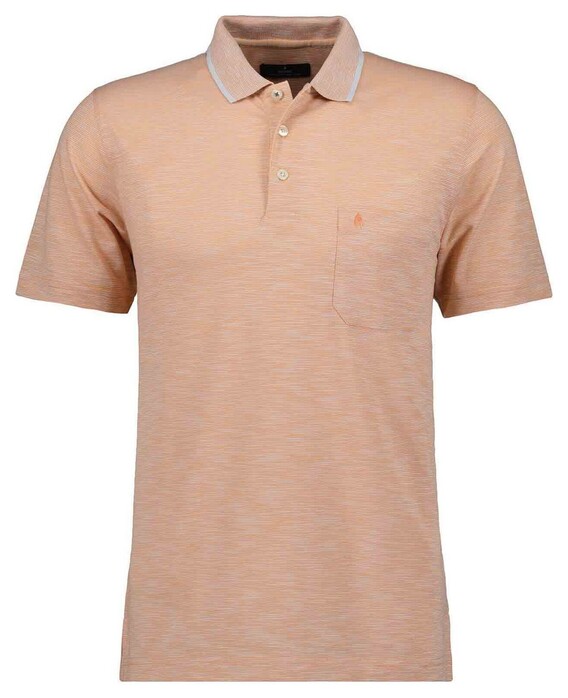 Ragman Soft Knit Fine Stripe Easy Care Polo Abrikoos