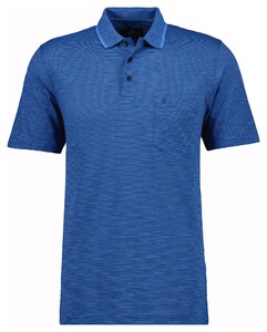 Ragman Soft Knit Fine Stripe Easy Care Polo Blue Melange