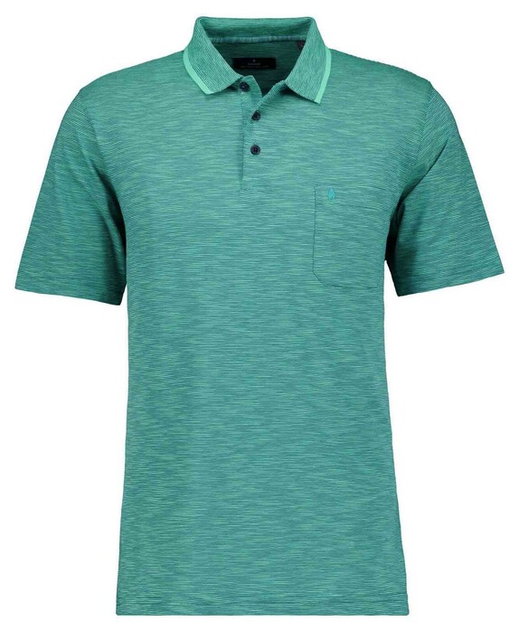 Ragman Soft Knit Fine Stripe Easy Care Polo Emerald