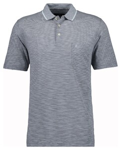 Ragman Soft Knit Fine Stripe Easy Care Polo Grijs Melange