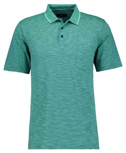 Ragman Soft Knit Fine Stripe Easy Care Poloshirt Emerald