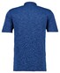 Ragman Soft Knit Fine Stripe Flame Design Polo Blue Melange