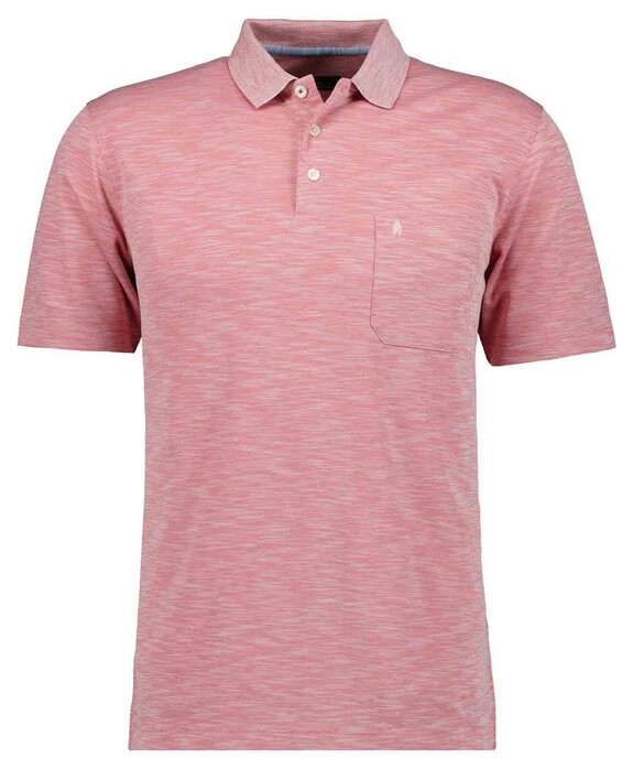 Ragman Soft Knit Fine Stripe Flame Design Polo Bright Red