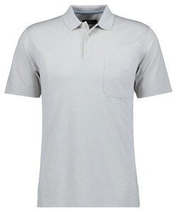 Ragman Soft Knit Fine Stripe Flame Design Polo Ecru