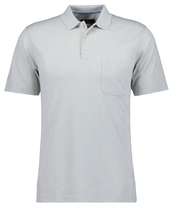 Ragman Soft Knit Fine Stripe Flame Design Polo Ecru