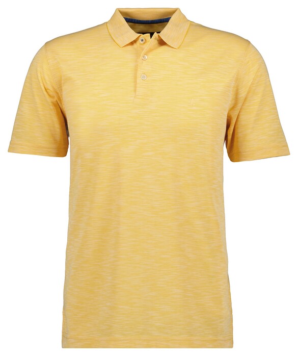 Ragman Soft Knit Fine Stripe Flame Design Polo Goud