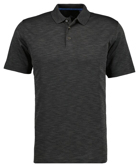 Ragman Soft Knit Fine Stripe Flame Design Polo Leisteen