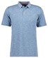 Ragman Soft Knit Fine Stripe Flame Design Polo Licht Blauw