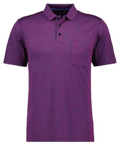 Ragman Soft Knit Fine Stripe Flame Design Polo Mulberry