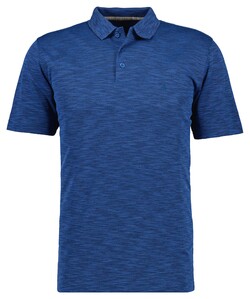 Ragman Soft Knit Fine Stripe Flame Design Poloshirt Blue Melange