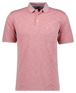 Ragman Soft Knit Fine Stripe Flame Design Poloshirt Bright Red
