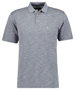 Ragman Soft Knit Fine Stripe Flame Design Poloshirt Grey Melange