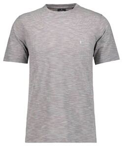 Ragman Soft Knit Fine Stripe Round Neck T-Shirt Grey Melange