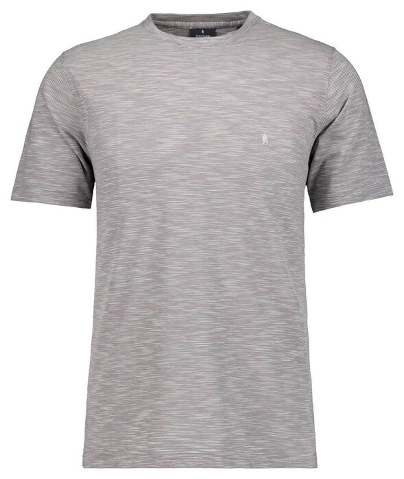 Ragman Soft Knit Fine Stripe Round Neck T-Shirt Grijs Melange