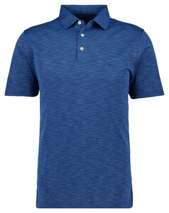 Ragman Soft Knit Flame Design Easy Care Polo Blue Melange