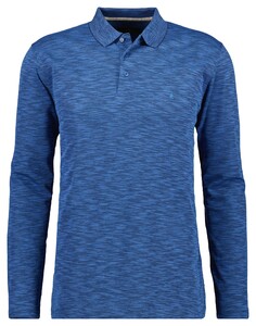 Ragman Soft Knit Flame Design Long Sleeve Polo Blue Melange
