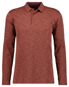 Ragman Soft Knit Flame Design Long Sleeve Polo Burnt Orange