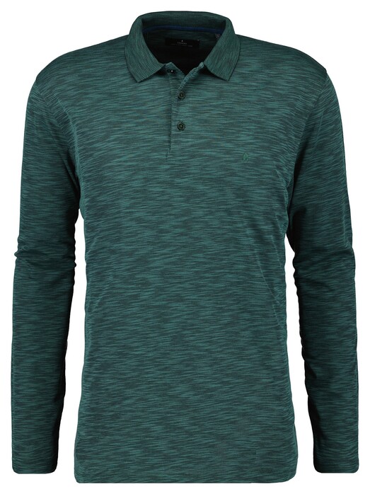 Ragman Soft Knit Flame Design Long Sleeve Polo Mosgroen