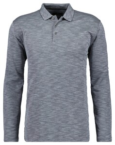 Ragman Soft Knit Flame Design Long Sleeve Polo Zilvergrijs