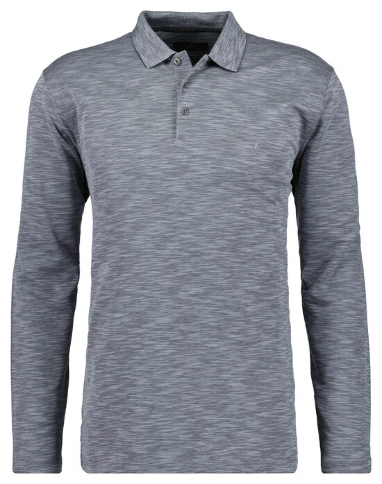 Ragman Soft Knit Flame Design Long Sleeve Polo Zilvergrijs