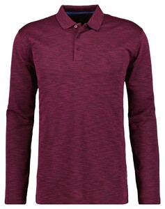 Ragman Soft Knit Flame Design Long Sleeve Poloshirt Berry