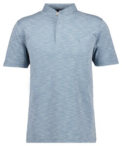 Ragman Soft Knit Flame Design Stand Up Collar Polo Blauw