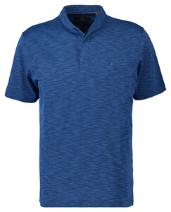 Ragman Soft Knit Flame Design Stand Up Collar Polo Blue Melange