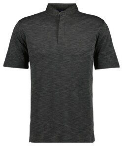Ragman Soft Knit Flame Design Stand Up Collar Polo Leisteen