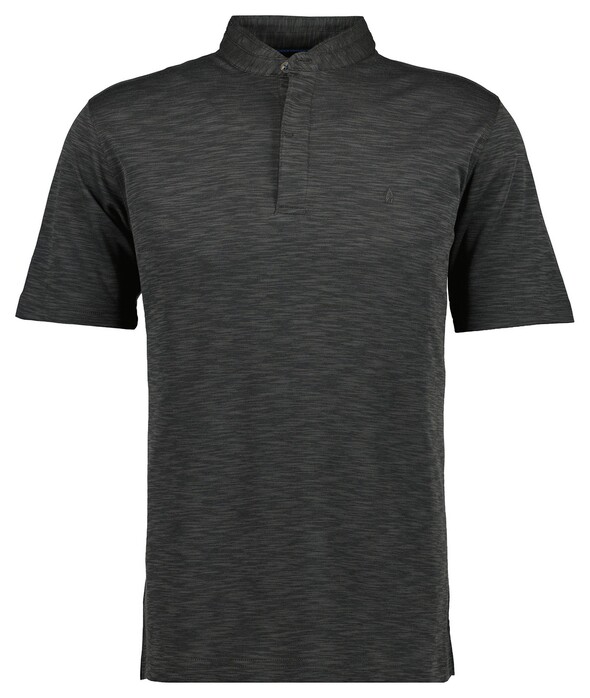 Ragman Soft Knit Flame Design Stand Up Collar Polo Leisteen