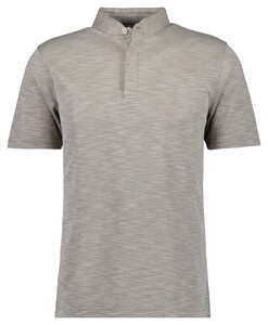 Ragman Soft Knit Flame Design Stand Up Collar Poloshirt Beige Melange