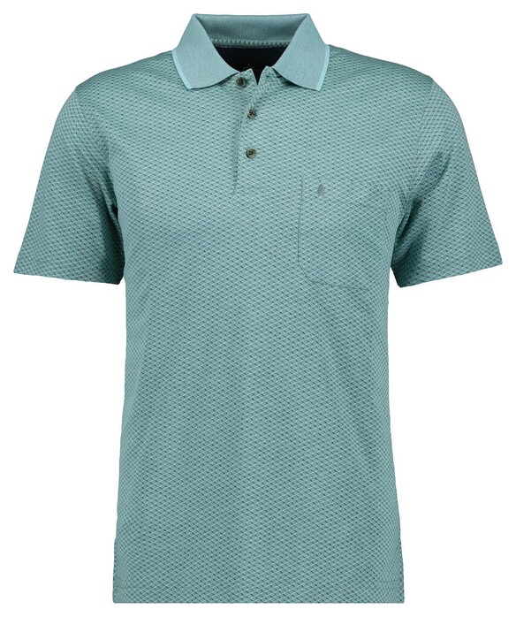Ragman Soft Knit Jacquard Fantasy Collar Tipping Polo Sage Green