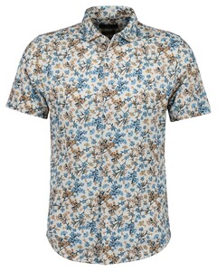 Ragman Soft Knit Jersey Floral Easy Care Overhemd Beige-Multi