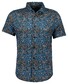 Ragman Soft Knit Jersey Floral Easy Care Overhemd Blauw-Multi