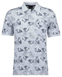 Ragman Soft Knit Leaves Pattern Chest Pocket Polo Wit