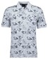 Ragman Soft Knit Leaves Pattern Chest Pocket Polo Wit