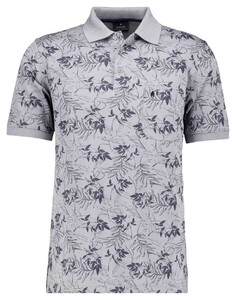 Ragman Soft Knit Leaves Pattern Chest Pocket Polo Zilvergrijs