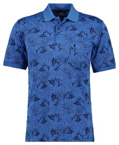 Ragman Soft Knit Leaves Pattern Chest Pocket Poloshirt Aqua