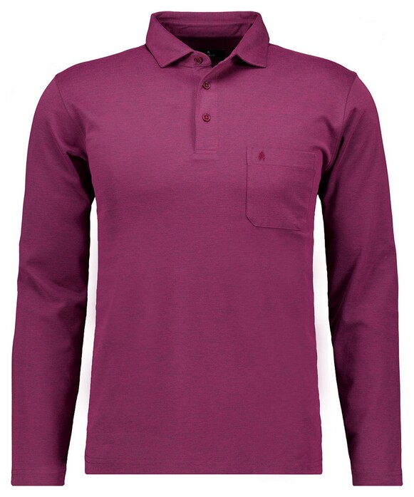 Ragman Soft Knit Long Sleeve Chest Pocket Polo Berry
