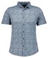 Ragman Soft Knit Mini Floral Pattern Kent Collar Overhemd Night Blue-White