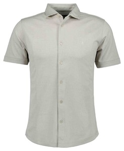 Ragman Soft Knit Minimal Jacquard Pattern Easy Care Kent Collar Overhemd Beige