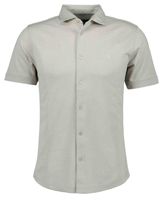 Ragman Soft Knit Minimal Jacquard Pattern Easy Care Kent Collar Overhemd Beige