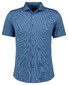 Ragman Soft Knit Minimal Jacquard Pattern Easy Care Kent Collar Overhemd Blauw