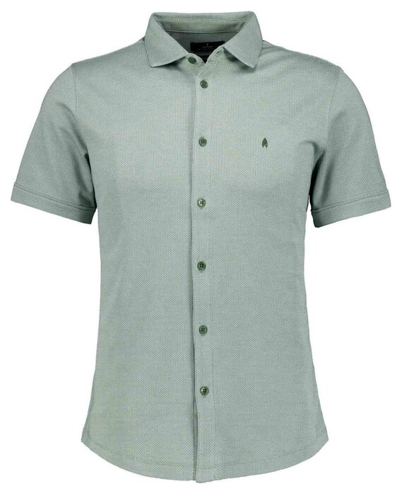 Ragman Soft Knit Minimal Jacquard Pattern Easy Care Kent Collar Overhemd Mint