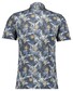 Ragman Soft Knit Multi Leaves Floral Pattern Polo Blauw-Multi