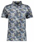Ragman Soft Knit Multi Leaves Floral Pattern Polo Blauw-Multi