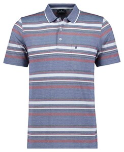 Ragman Soft Knit Multi Stripe Polo Dove-Red
