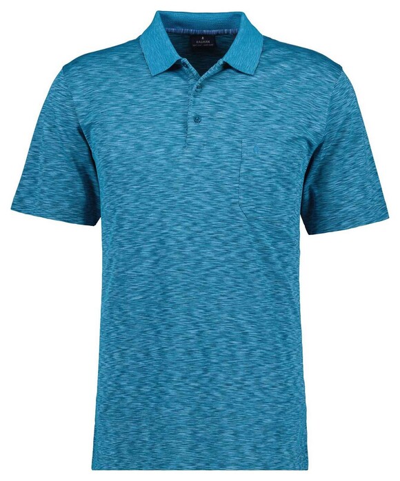 Ragman Soft Knit Space Dye Fantasy Polo Water Blue