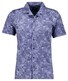 Ragman Soft Knit Subtle Abstract Leaves Pattern Overhemd Night Blue