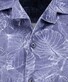 Ragman Soft Knit Subtle Abstract Leaves Pattern Overhemd Night Blue