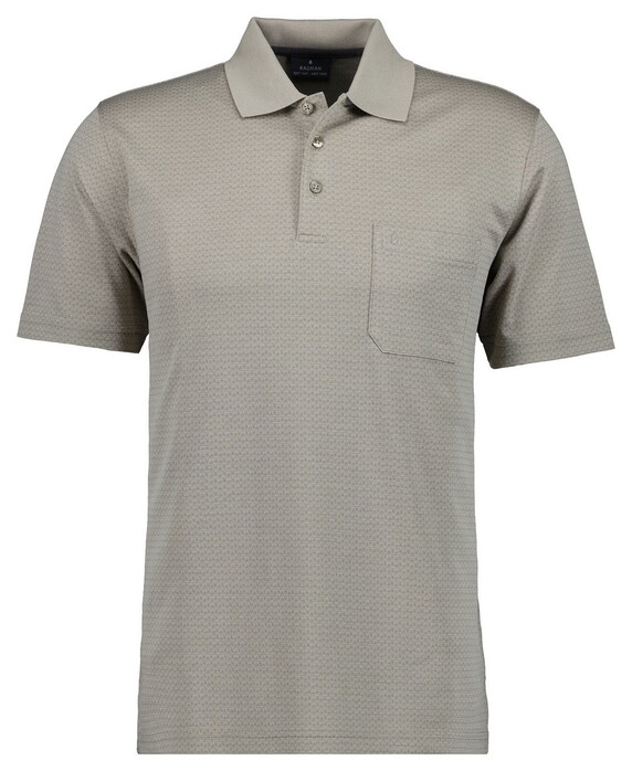 Ragman Soft Knit Subtle Jacquard Pattern Polo Beige